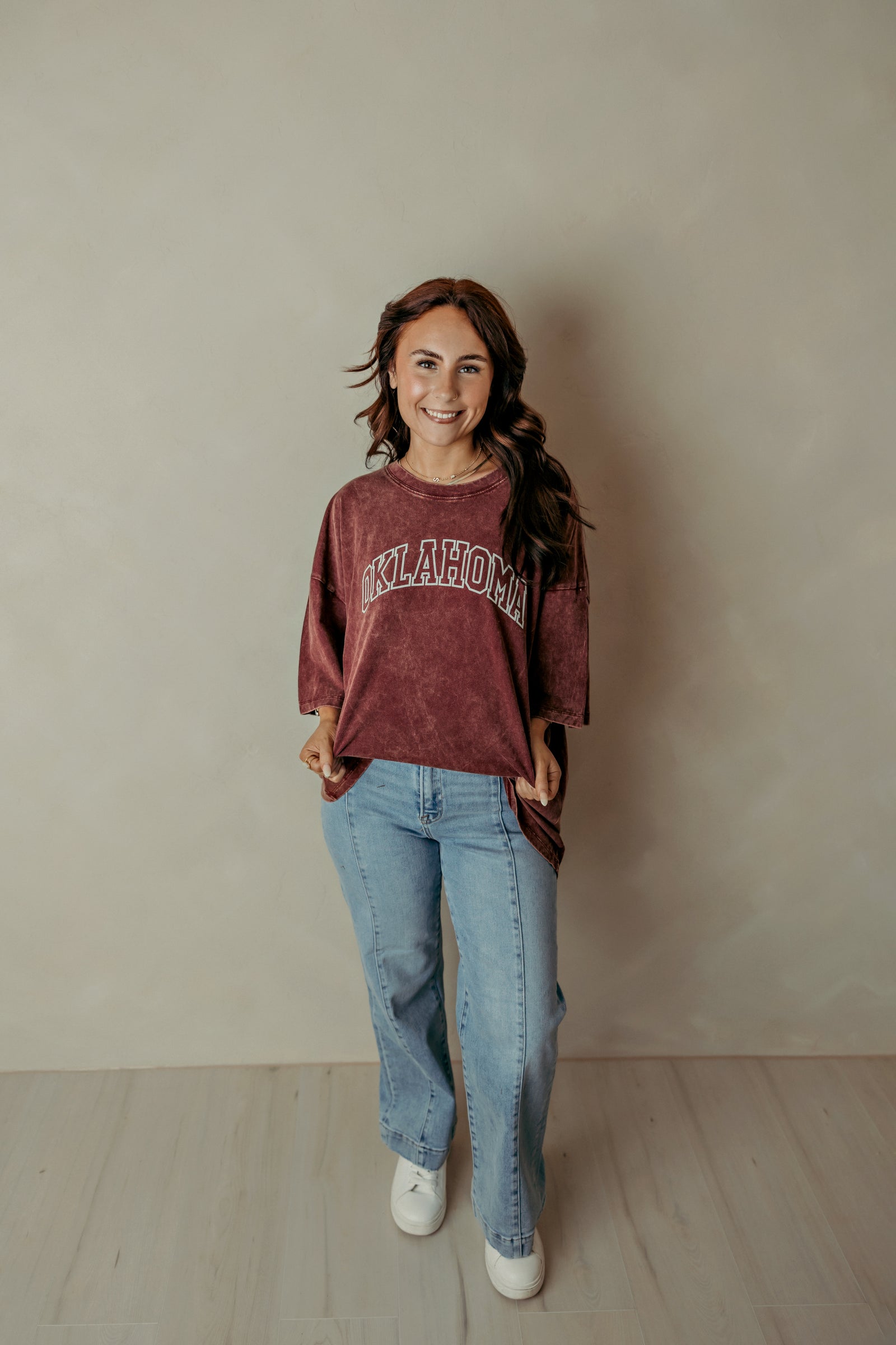 Adult Sooners Acid Washed Graphic Tee Cabernet