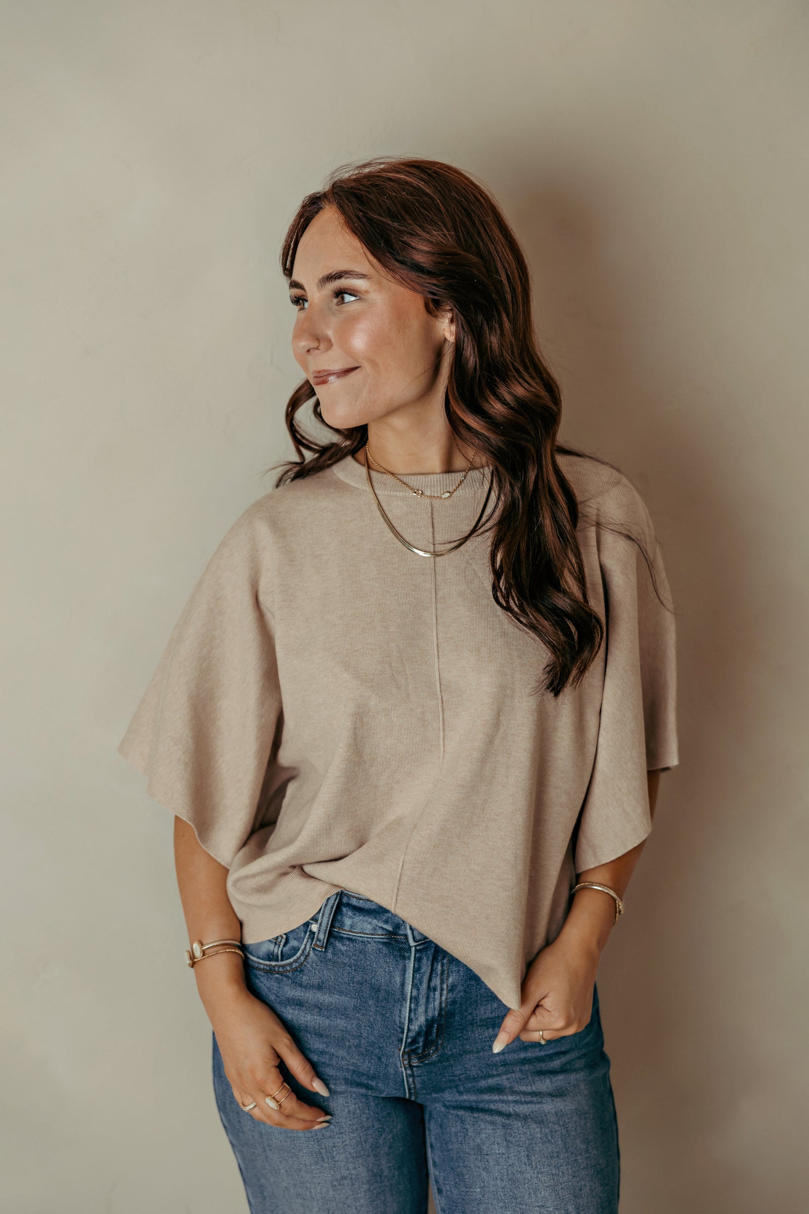 Oatmeal SS Lightweight Sweater