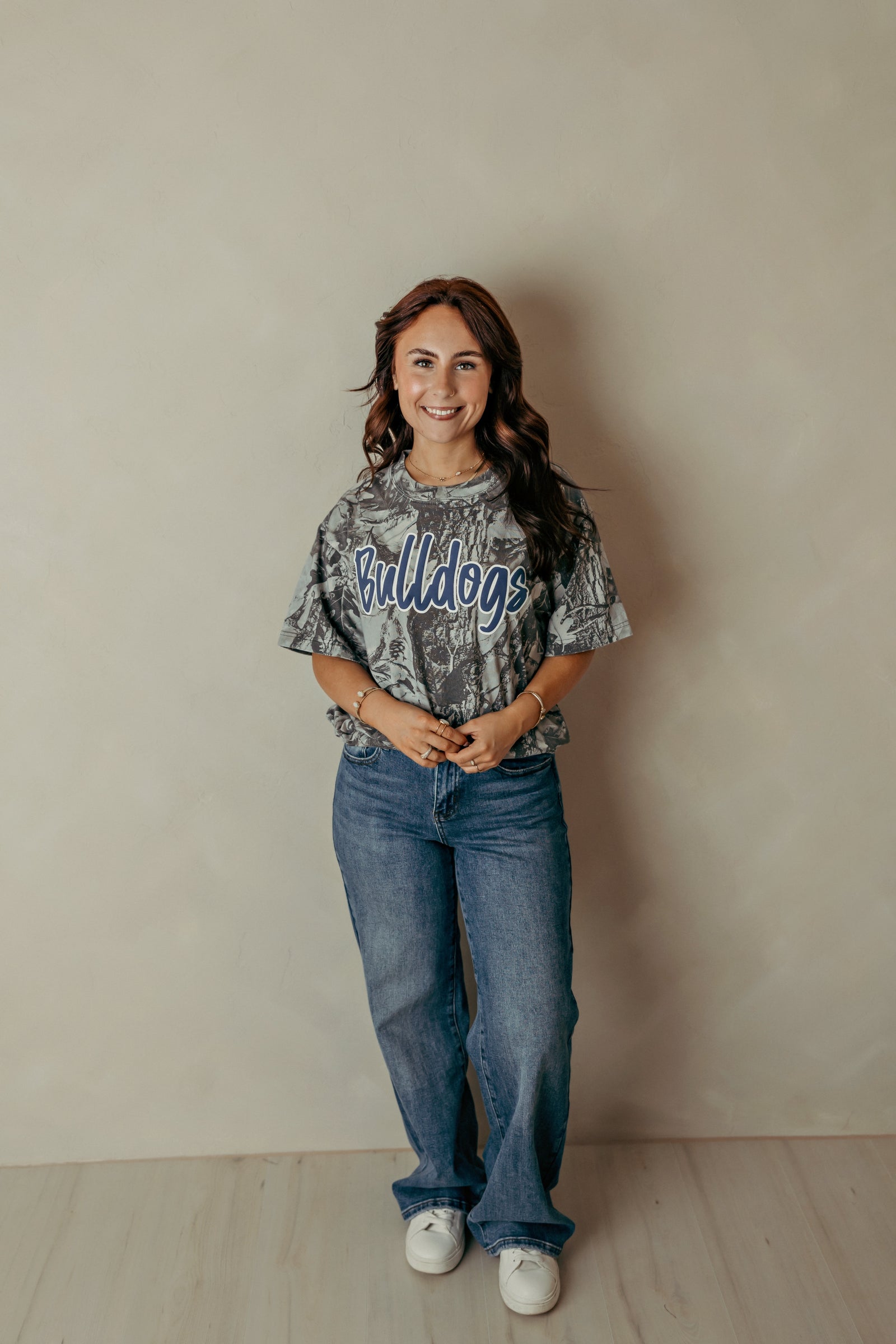 Grey Camo Bulldogs Graphic Tee - Blue
