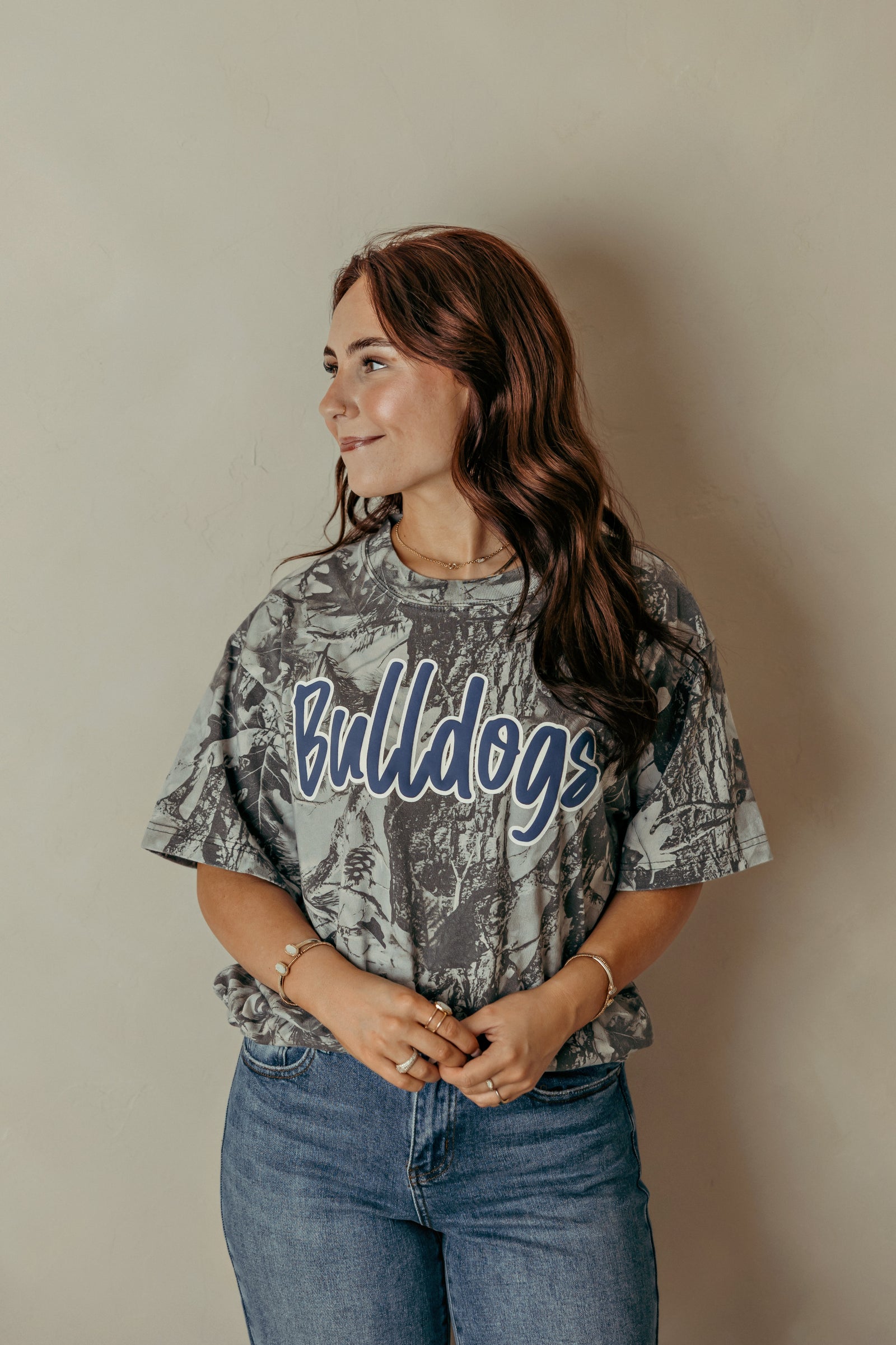 Grey Camo Bulldogs Graphic Tee - Blue