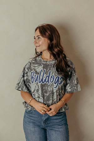 Grey Camo Bulldogs Graphic Tee - Blue