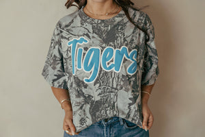 Grey Camo Tigers Graphic Tee - Blue