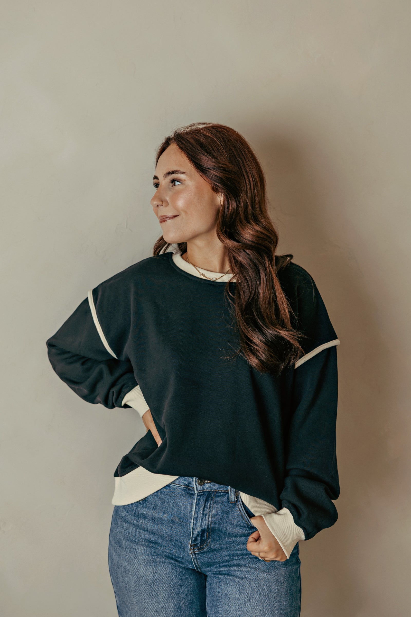 Black with White Trim Sweatshirt