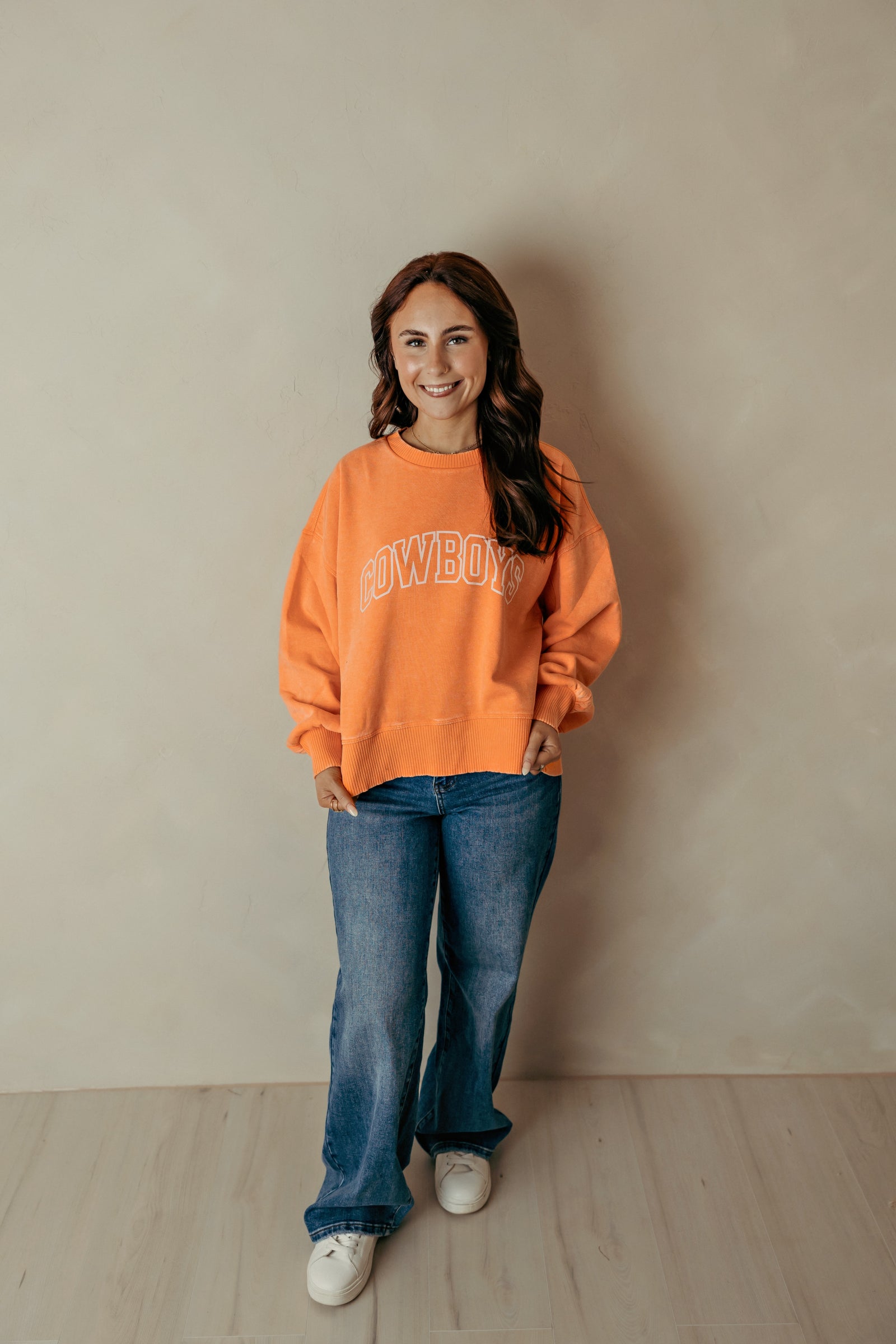 Cowboys Orange Acid Wash Sweatshirt