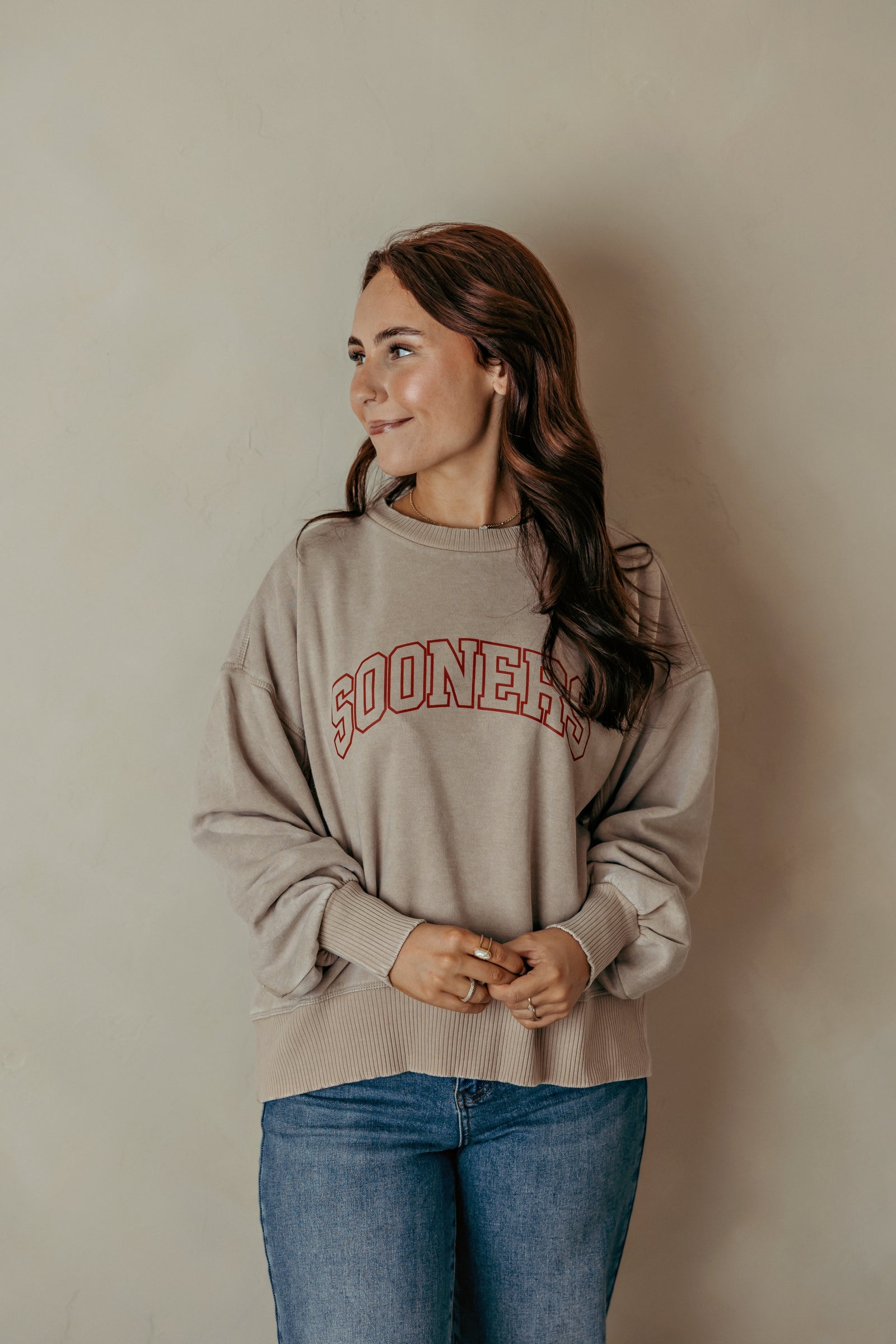Sooners Ash Gray Acid Wash Sweatshirt