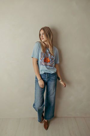 Adult Leopard OKC Basketball Baby Blue Graphic Tee