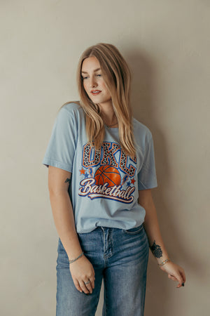 Adult Leopard OKC Basketball Baby Blue Graphic Tee