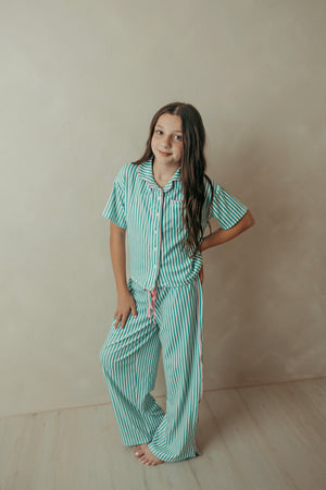 Stripe Pool Green Pattern PJ Set