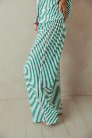 Stripe Pool Green Pattern PJ Set