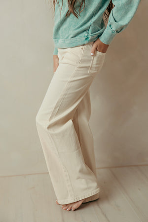 Mineral Washed Mock Neck Sweatshirt Teal