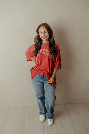 Broncos Acid Wash Graphic Tee - Red