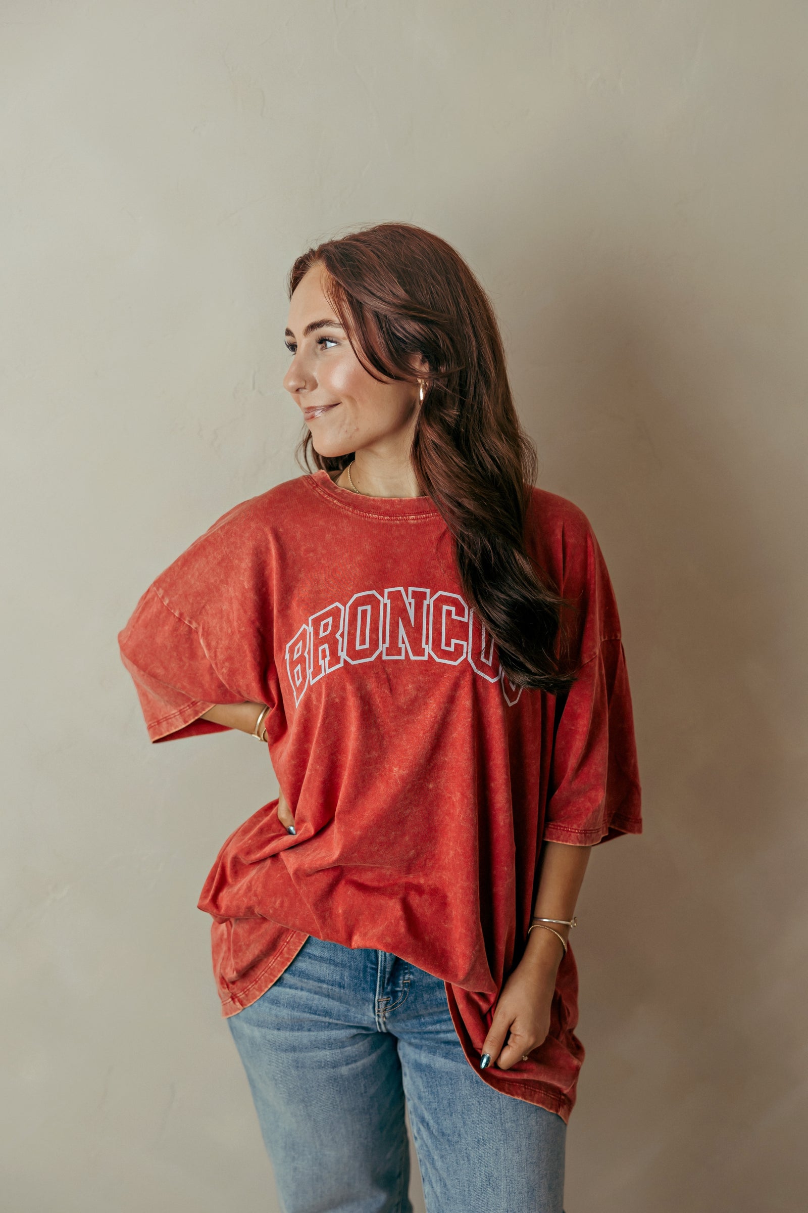 Broncos Acid Wash Graphic Tee - Red