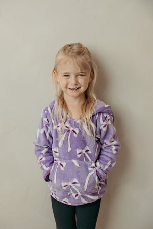 Purple Bow Plush Hoodie