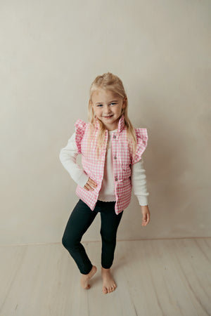 Go Getter Gingham Pink Puffer Vest