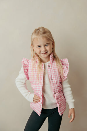 Go Getter Gingham Pink Puffer Vest