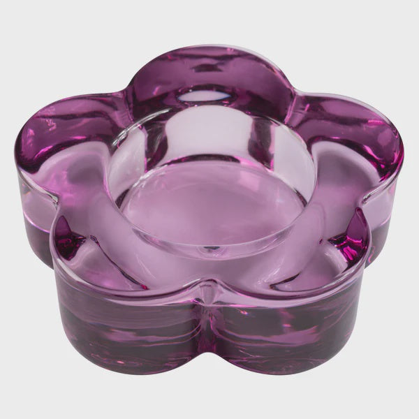 Glass Flower Tealight Holder-Purple