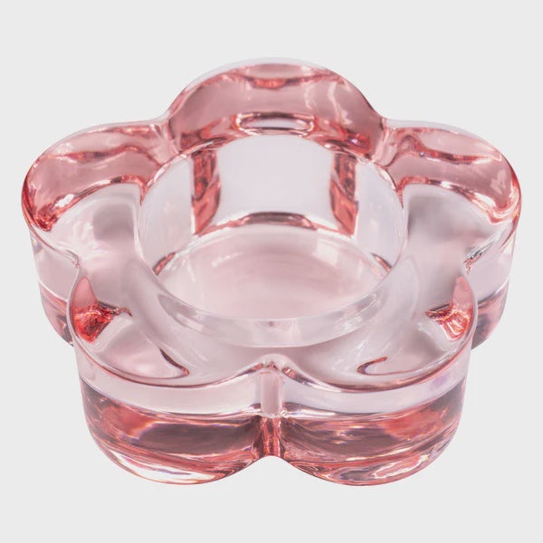 Glass Flower Tealight Holder-Pink