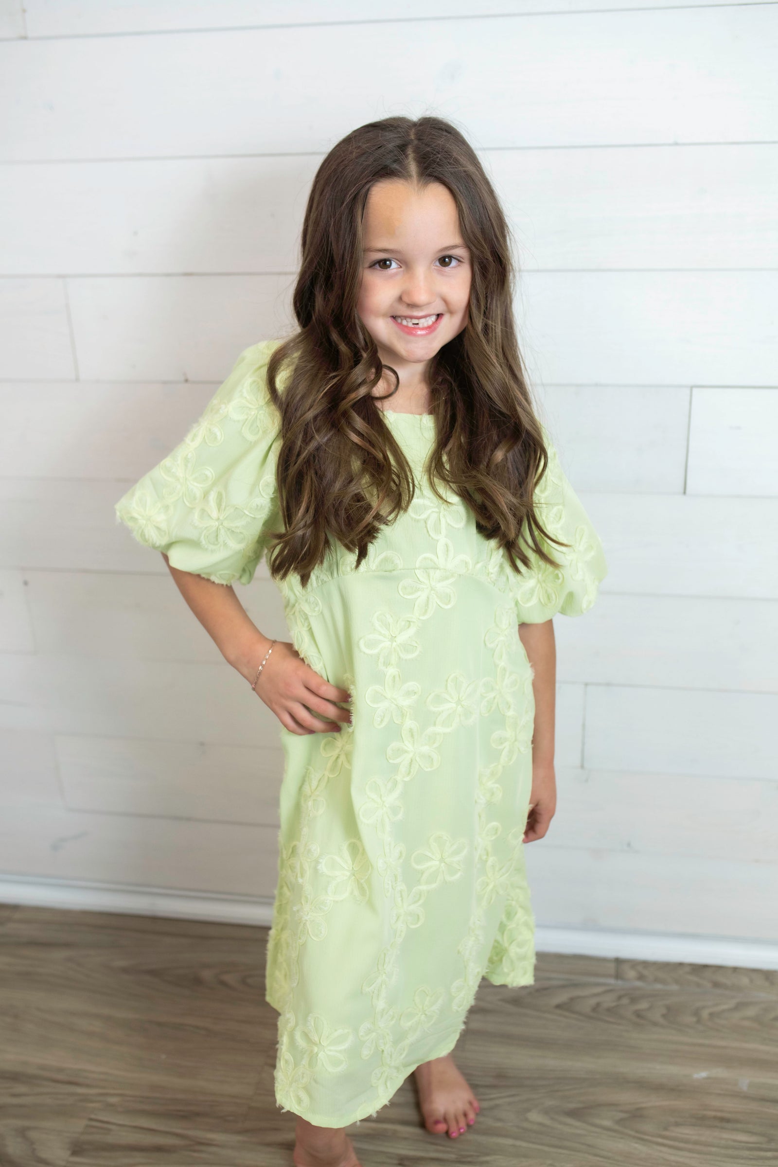 Girls Square Neck Flower Dress