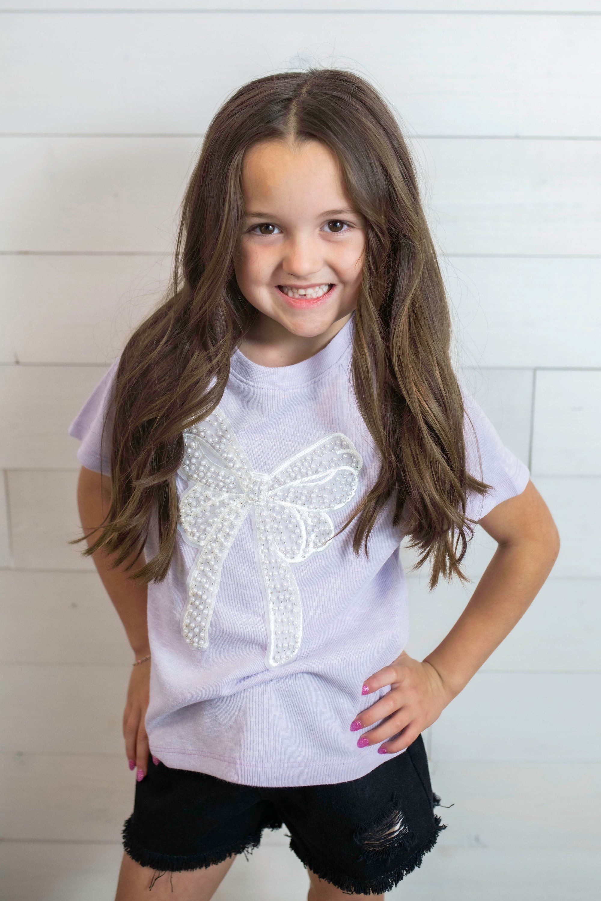 Girls Frayed Jean Shorts Black