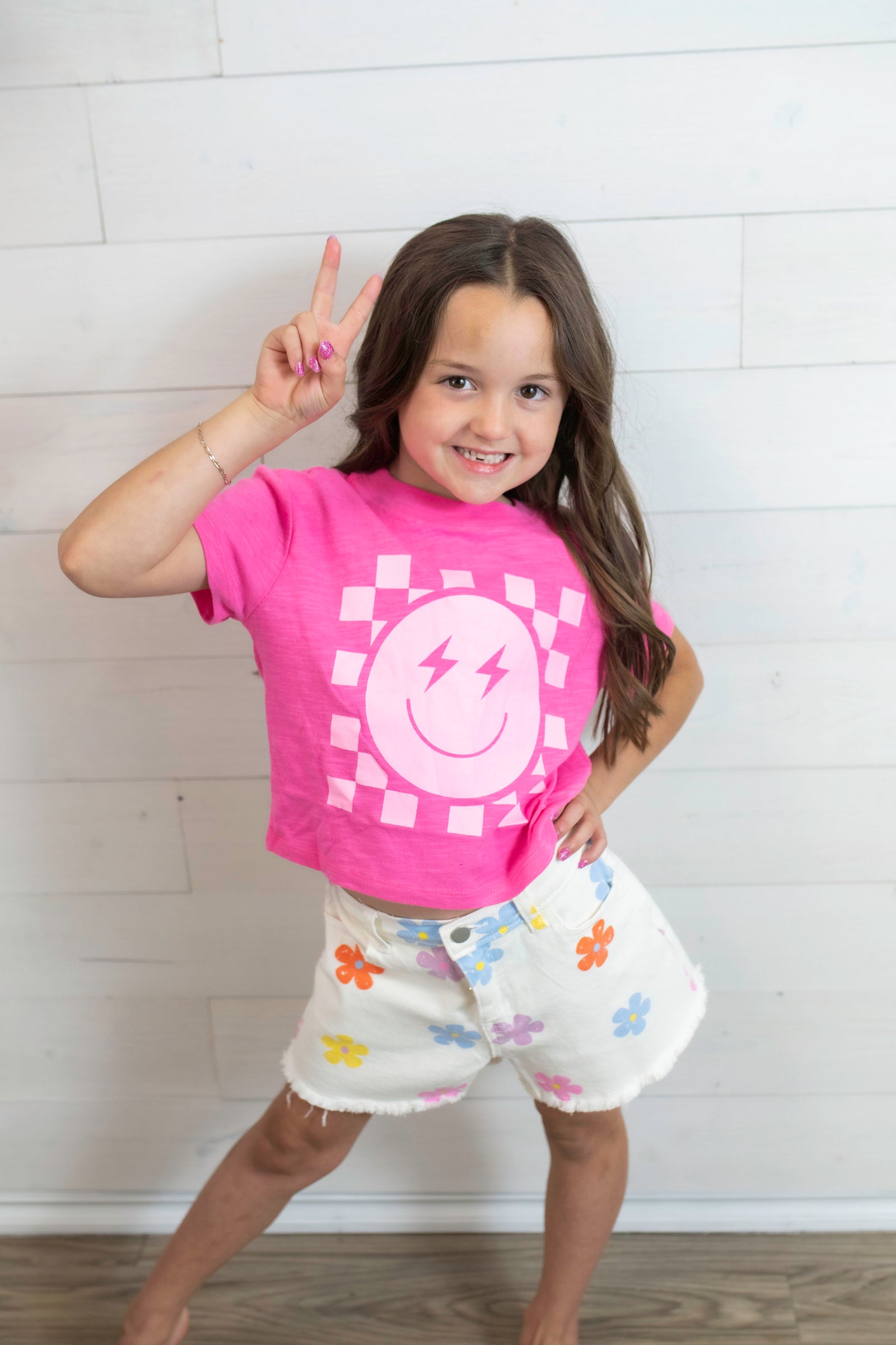 iscream Smile Check Boxy Tee Pink