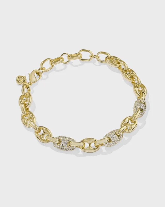 Bailey Pave Gold White Crystal Chain Bracelet