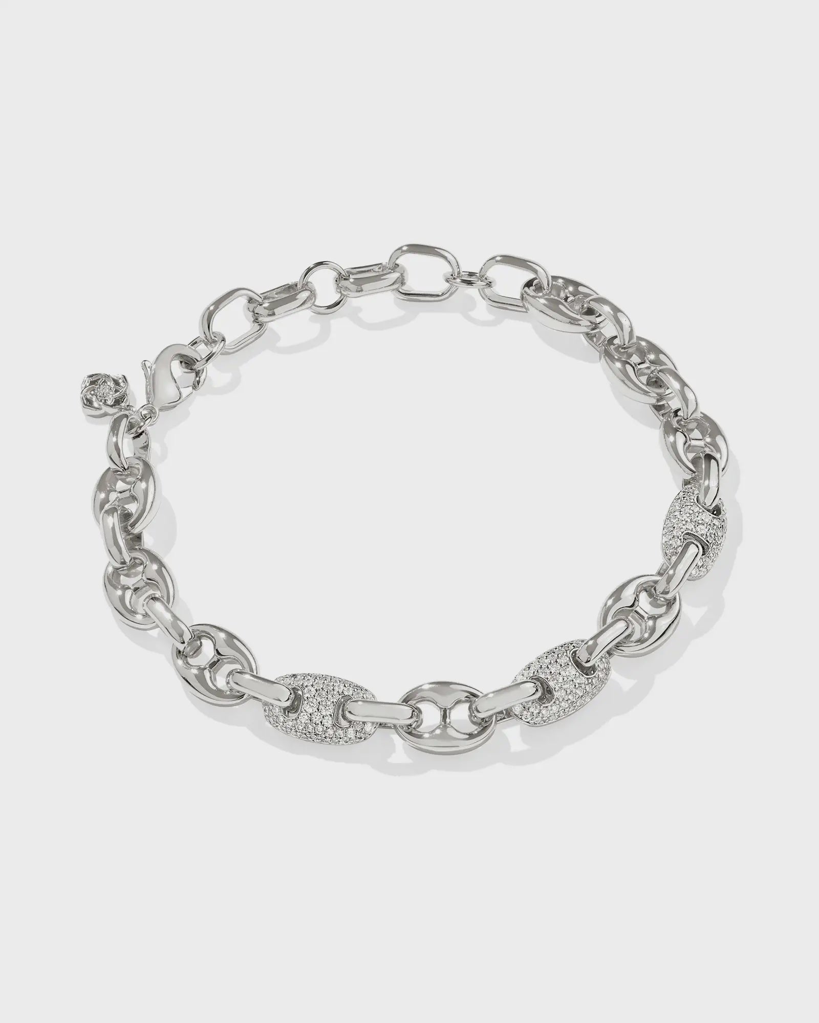 Kendra Scott Bailey Pave Rhod White Crystal Chain Bracelet