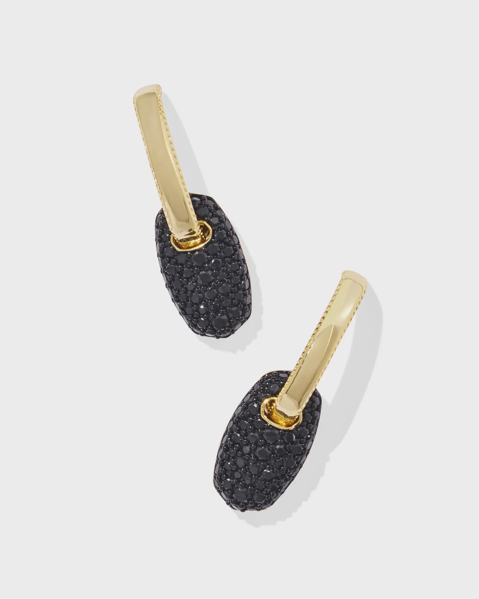 Kendra Scott Bailey Pave Huggie Gold Black Crystal Earrings