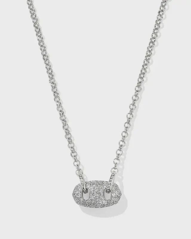 Kendra Scott Bailey Rhod Pave White Crystal Necklace