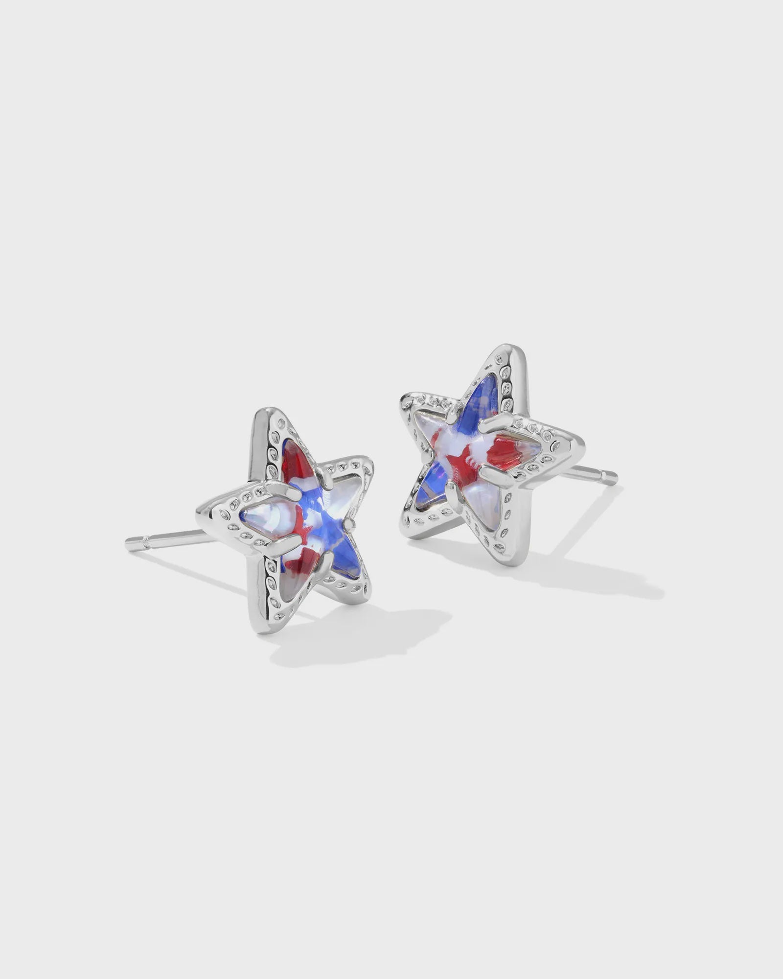 Cassidy Stud Earring Rhod Red White Blue Illusion