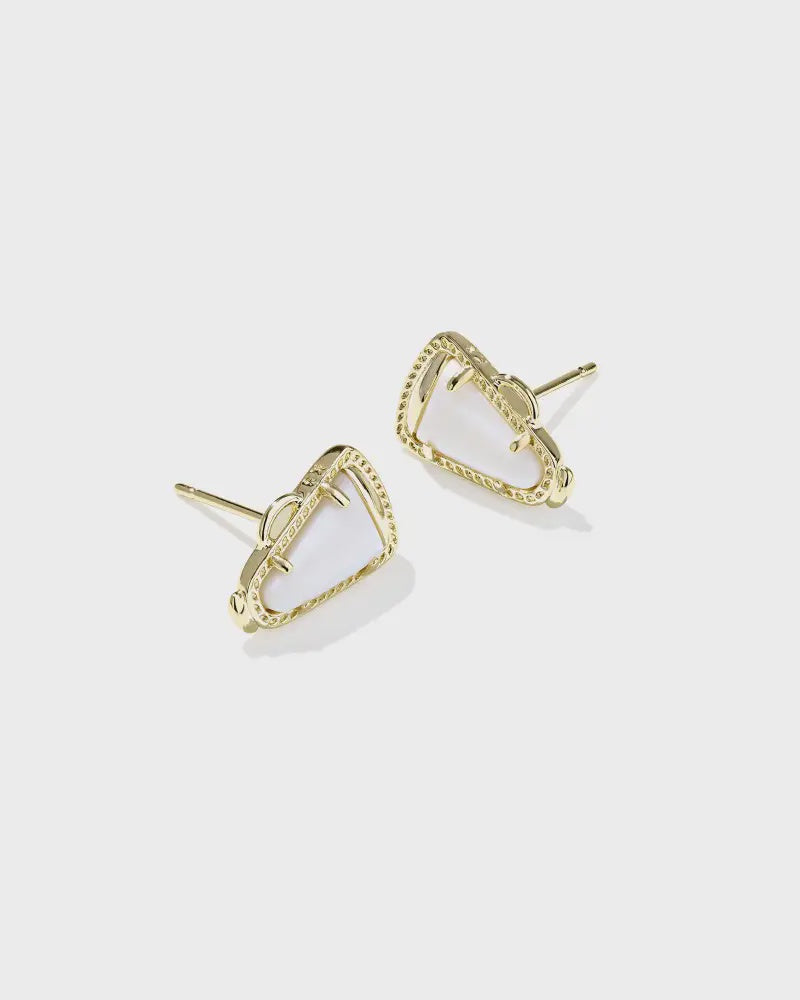 Cheer Stud Earring Gold White MOP