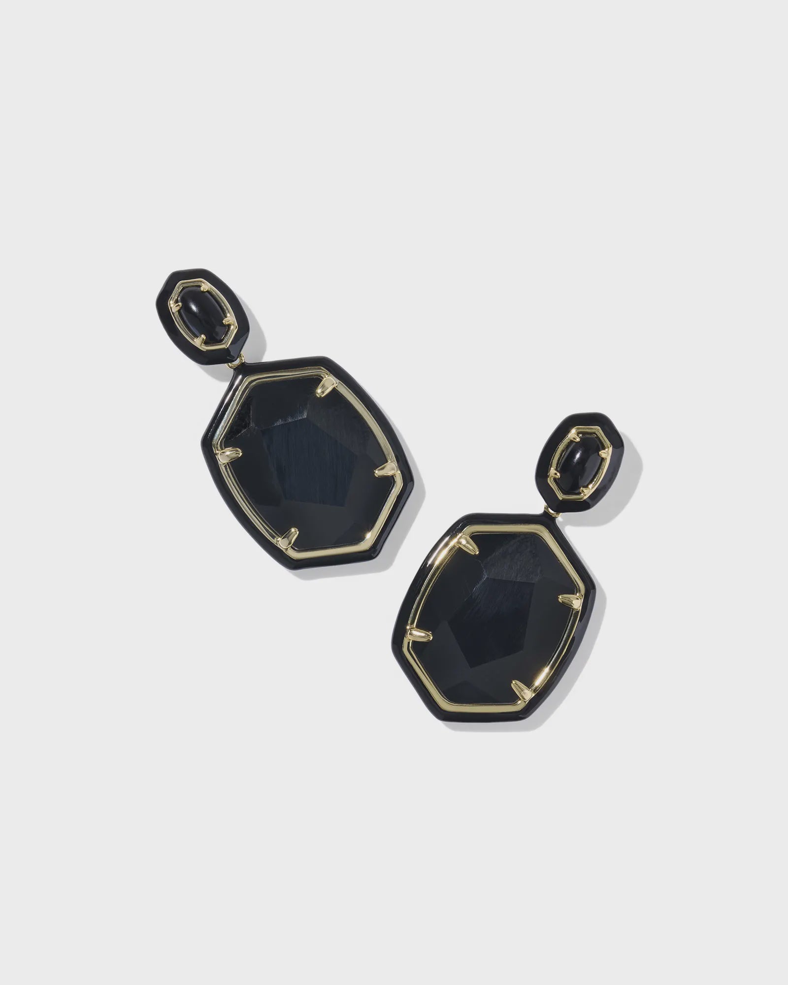 Daphne Enamel Frm Drop Earring Gold Black Agate