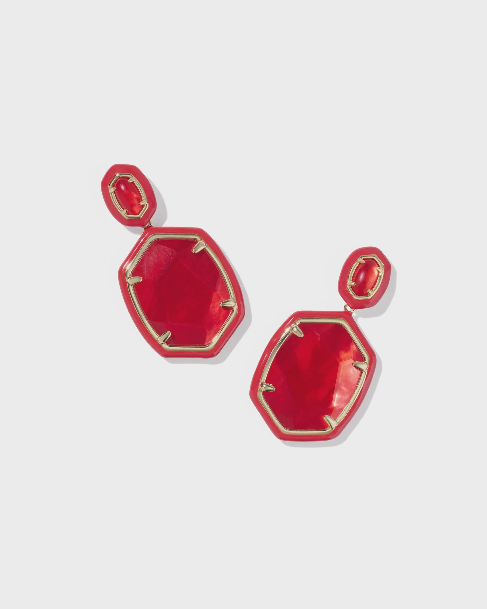 Daphne Enamel Frm Drop Earring Gold Red Illusion