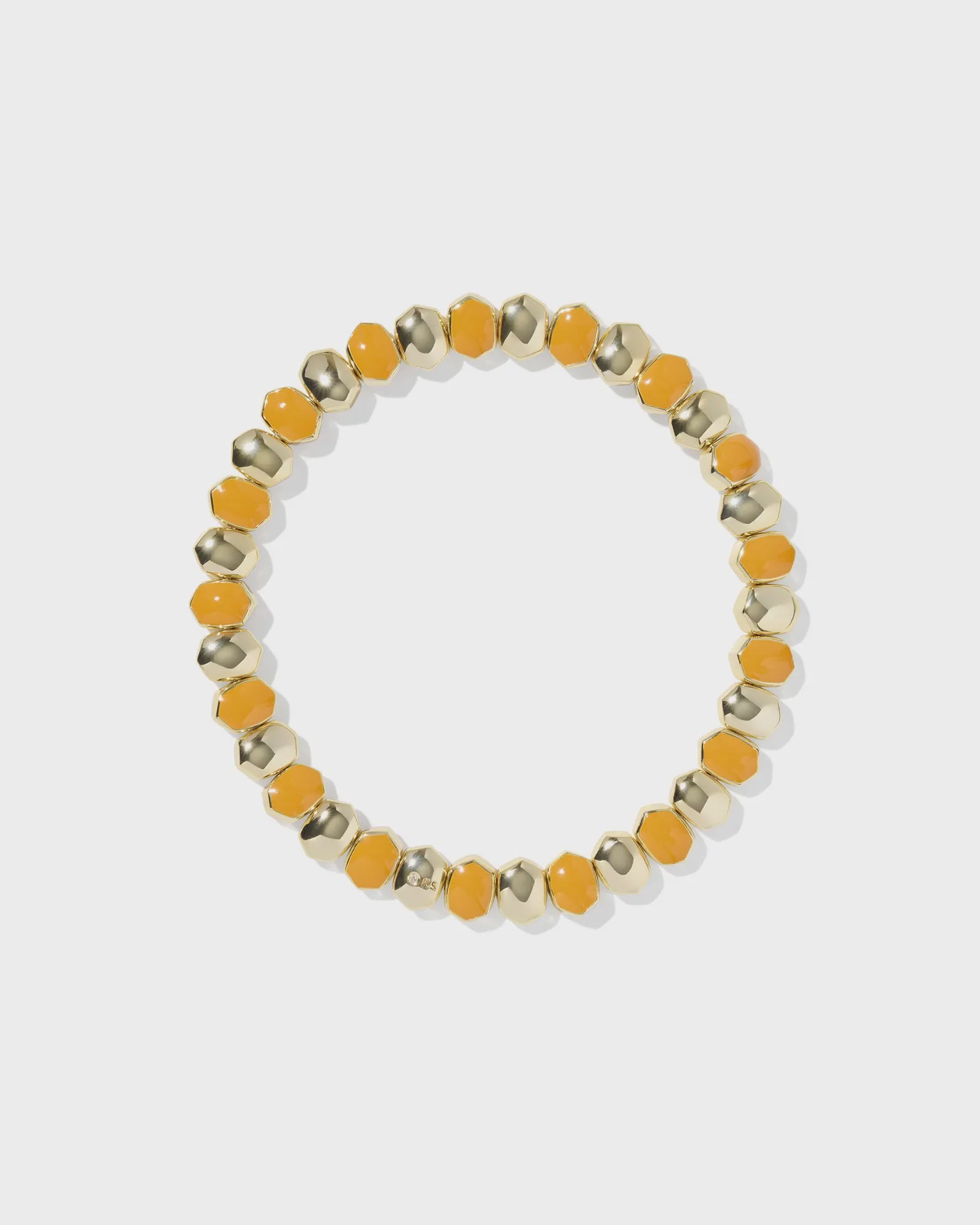 Daphne Enamel Stretch Bracelet Gold Bright Orange
