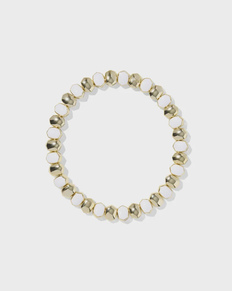 Daphne Enamel Stretch Bracelet Gold White