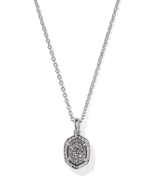 Kendra Scott Daphne Framed Short Pendant Rhod Nickel Platinum Drusy Necklace