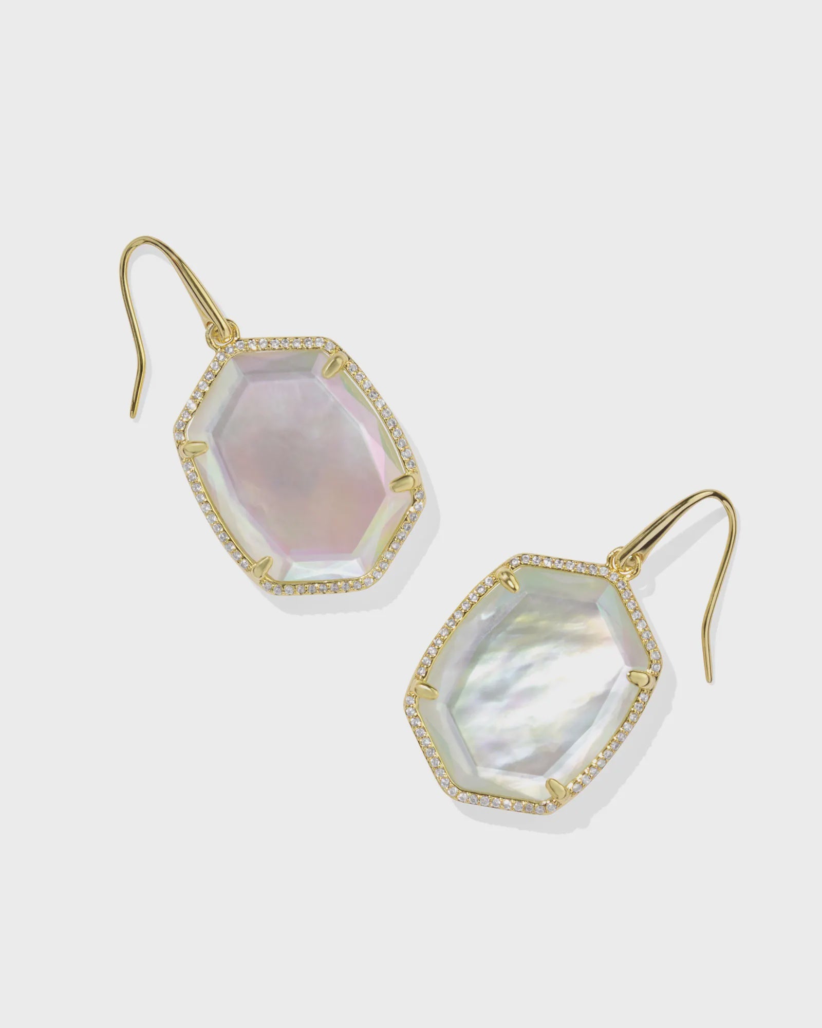 Kendra Scott Daphne Pave Drop Gold Iridescent Ivory Earrings