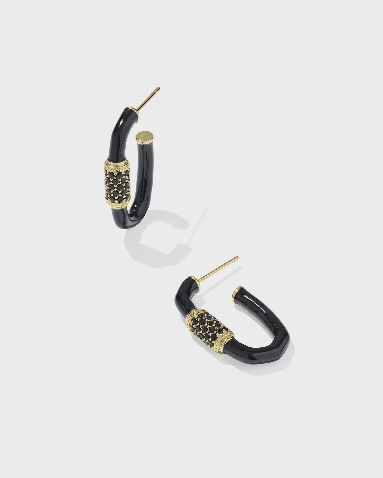 Emery Enamel Hoop Earring Gold Black Mix