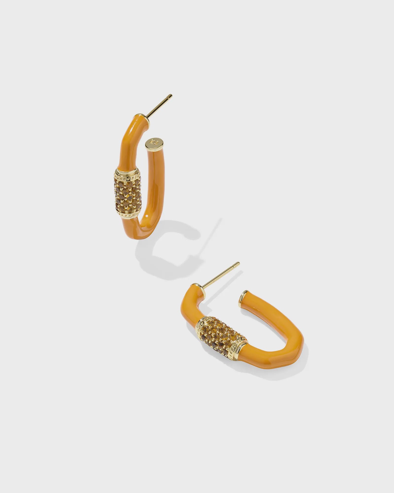 Emery Enamel Hoop Earring Gold Bright Orange Mix