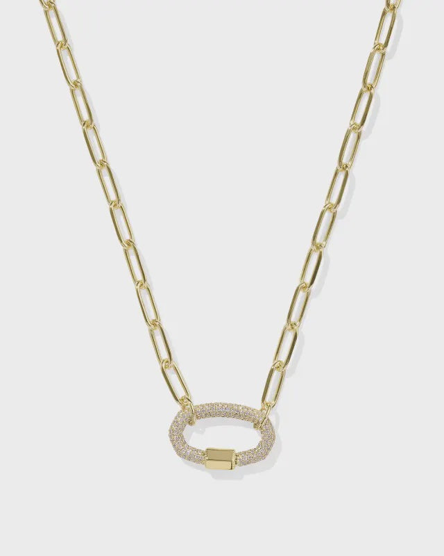 Kendra Scott Emery Gold White Crystal Gold Link Chain