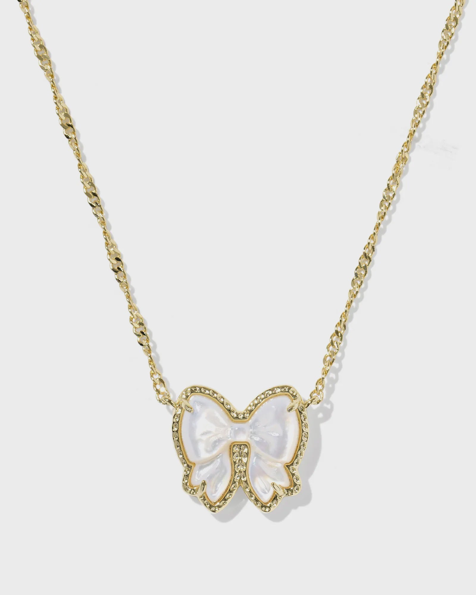 Haley Bow Short Pendant Gold Ivory MOP Necklace Kendra Scott