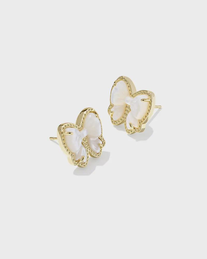Haley Bow Stud Earring Gold Ivory MOP
