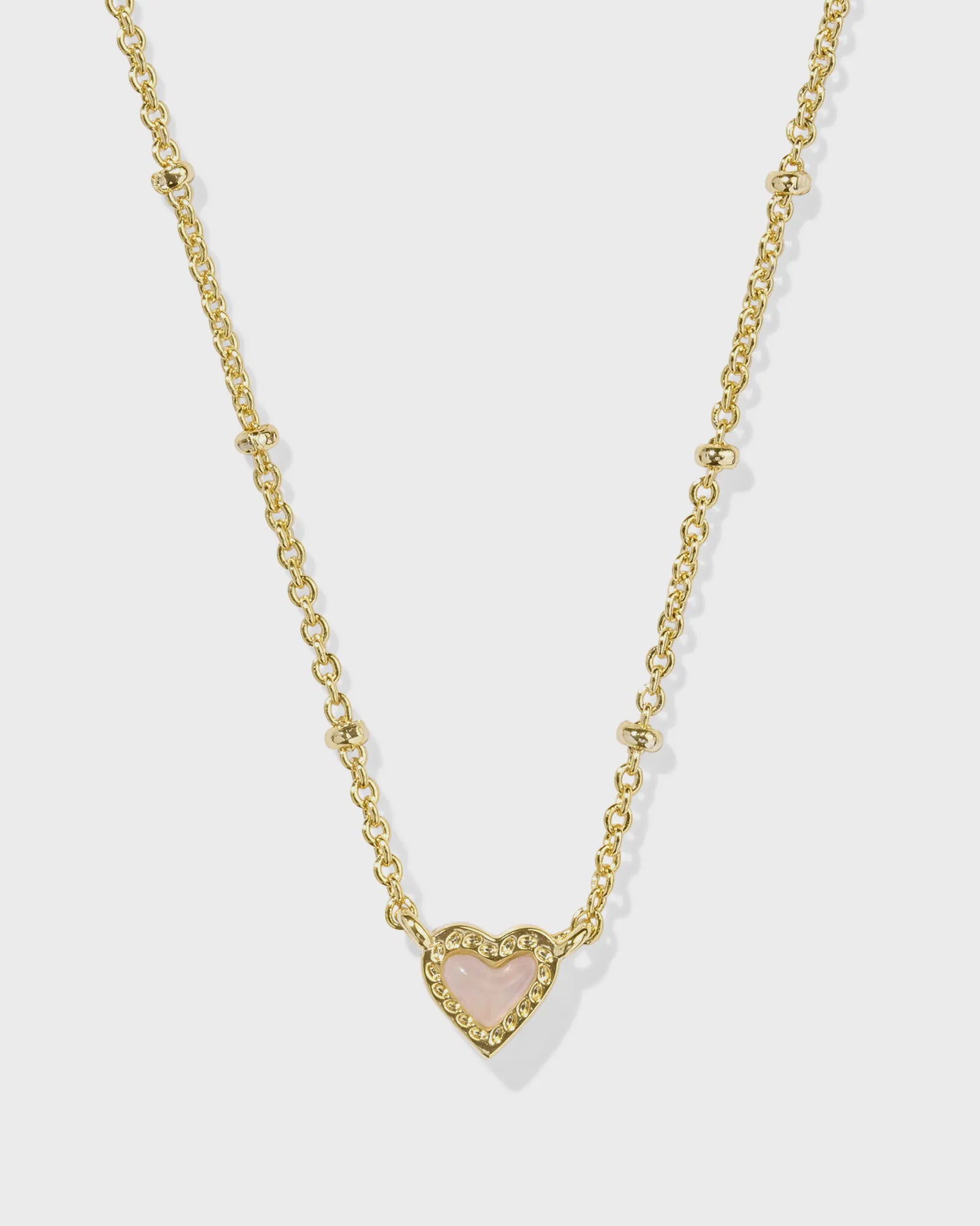 Kendra Scott Mini Ari Heart Gold Rose Quartz Necklace