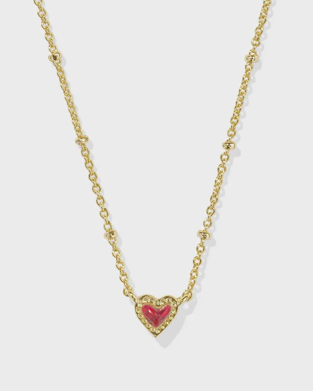 Kendra Scott Mini Ari Heart Red Kyocera Necklace