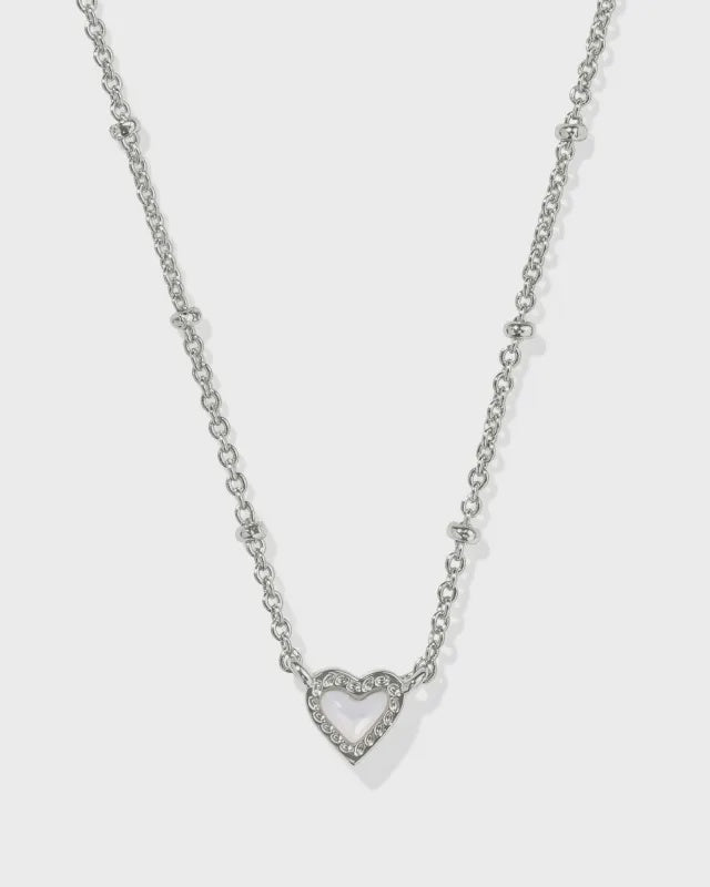 Kendra Scott Mini Ari Heart Rhod Ivory MOP Necklace