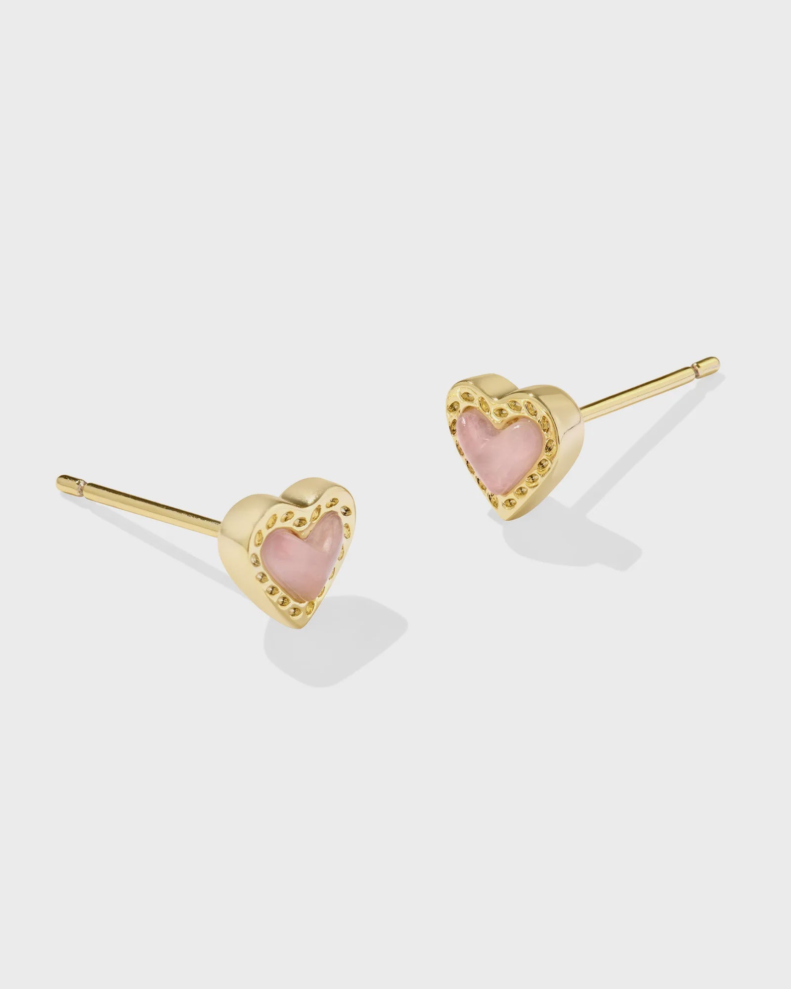 Kendra Scott Mini Ari Heart Gold Stud Rose Quartz Earring