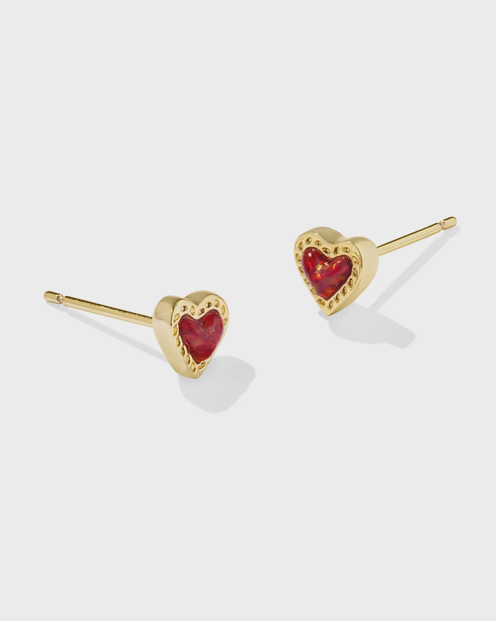 Kendra Scott Mini Ari Heart Red Kyocera Opal Gold Earring