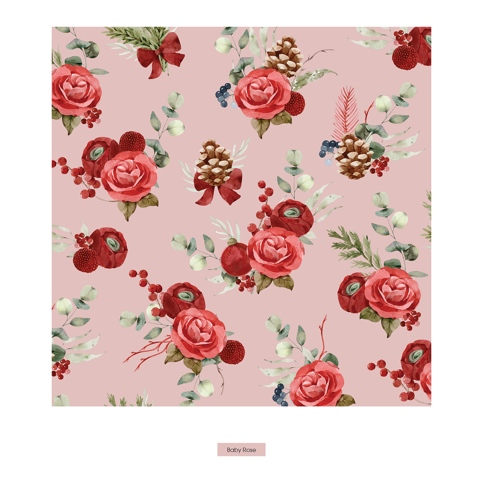 Kickee Print Long Sleeve Kimono Pajama Set- Baby Rose Holdiay Floral