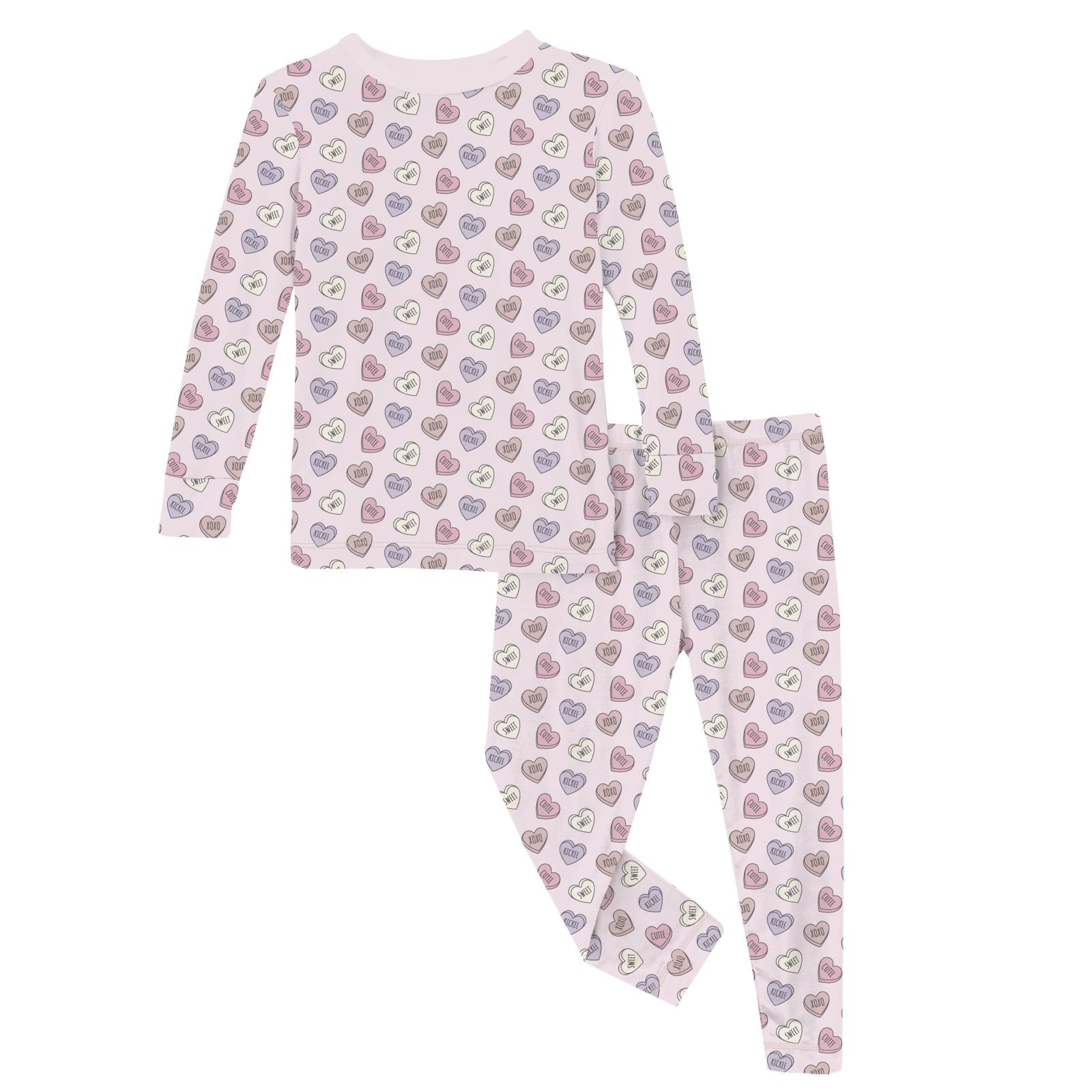 Print Long Sleeve Pajama Set Candy Hearts
