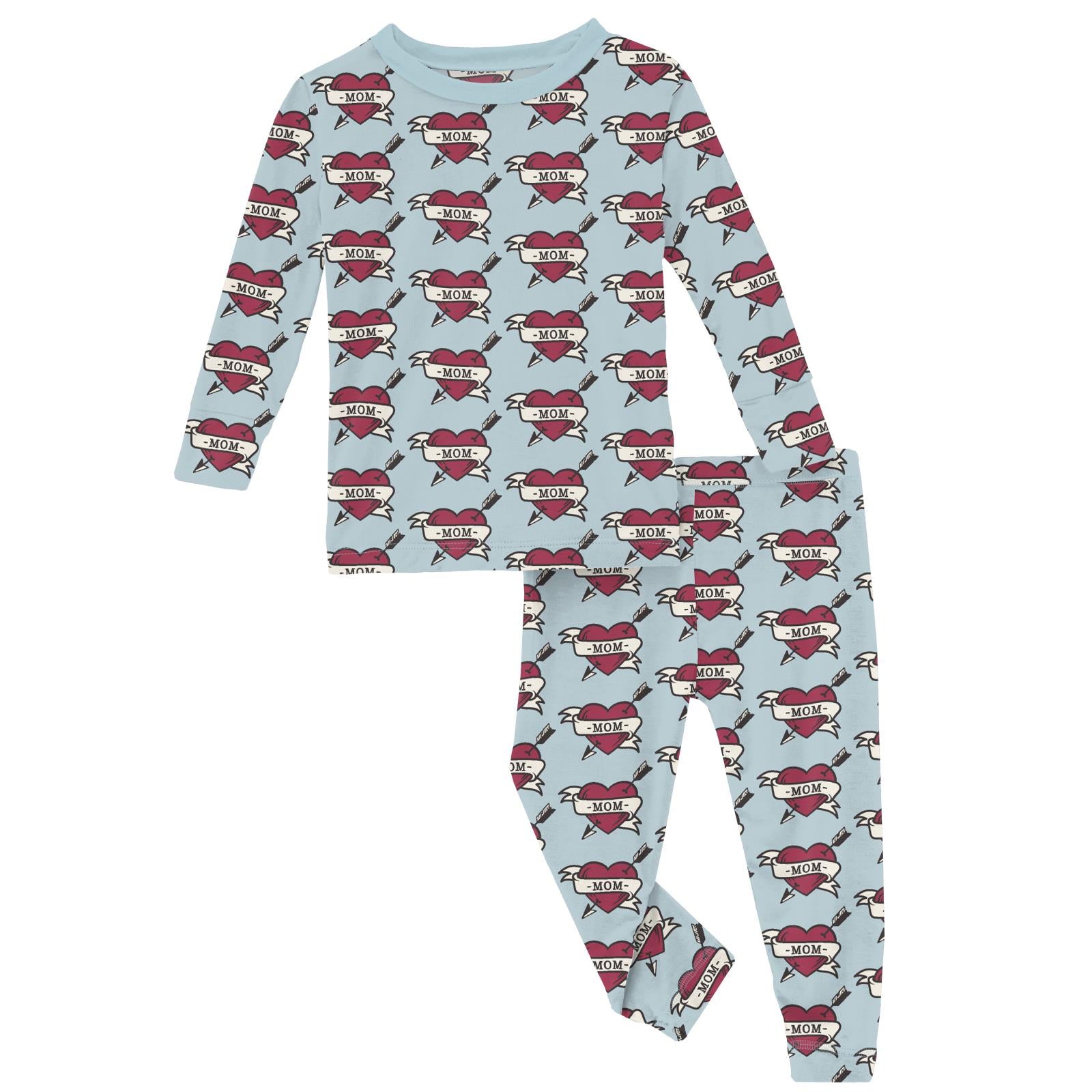 Print Long Sleeve Pajama Set Mom Tattoo