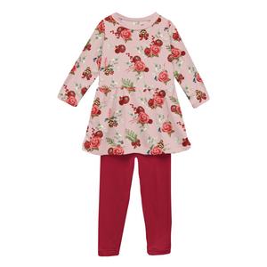 Print LS Playtime Outfit Set Baby Rose Holiday Floral